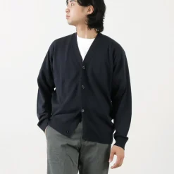 JOHN SMEDLEY / Merino Wool 24 Gauge V-Neck Knit Cardigan
