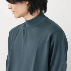 JOHN SMEDLEY / Sea Island Cotton 30 Gauge Mock Neck Knit