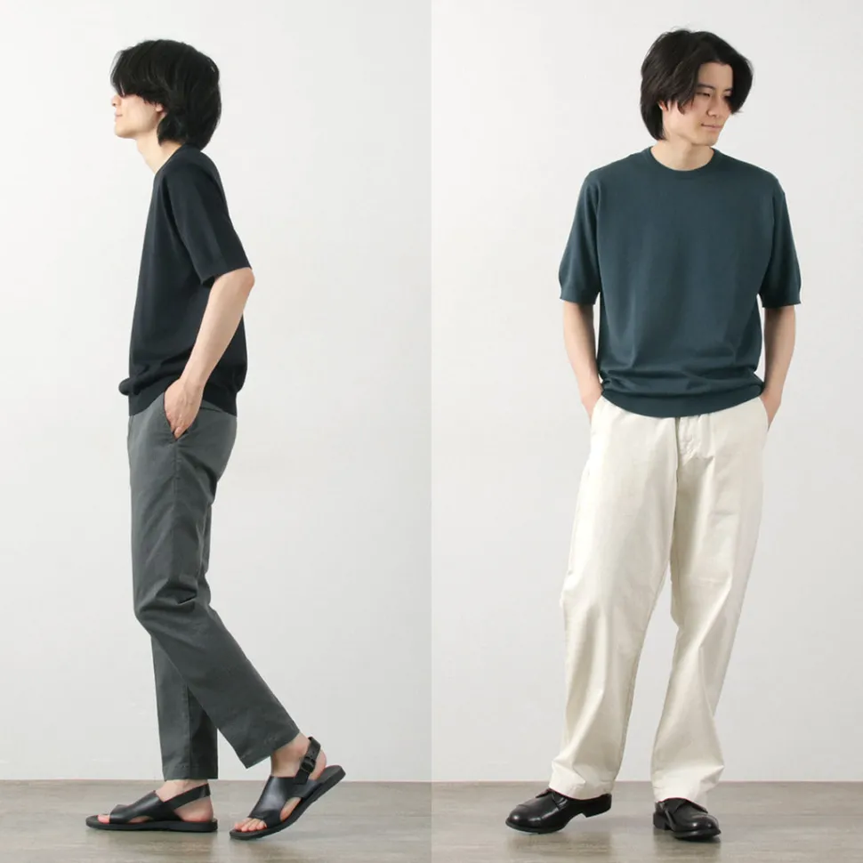 JOHN SMEDLEY / Sea Island Cotton 30 Gauge Crew Neck Knit