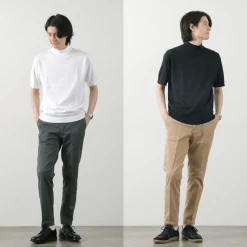 JOHN SMEDLEY / Sea Island Cotton 30 Gauge Mock Neck Knit