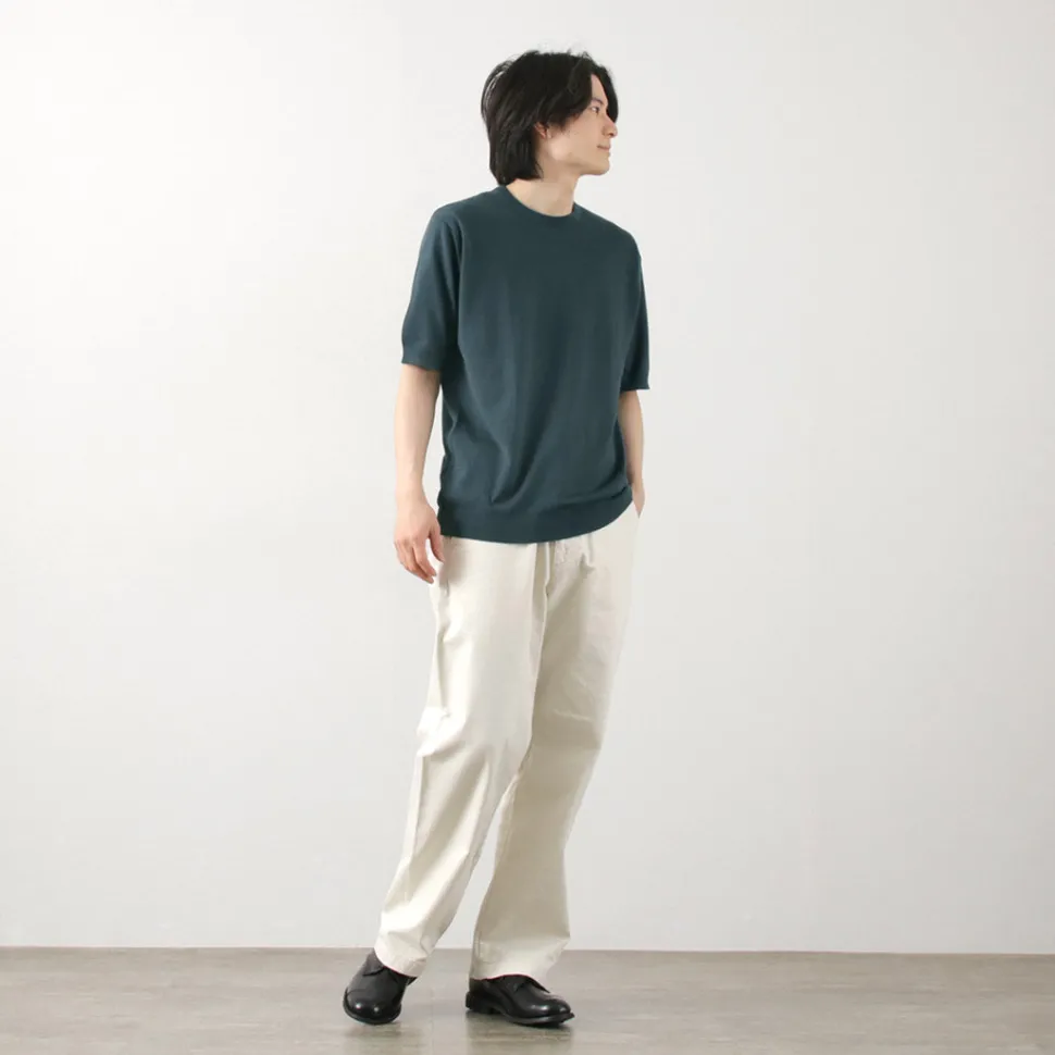 JOHN SMEDLEY / Sea Island Cotton 30 Gauge Crew Neck Knit