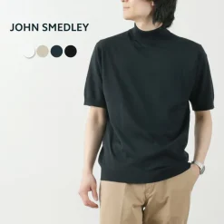 JOHN SMEDLEY / Sea Island Cotton 30 Gauge Mock Neck Knit