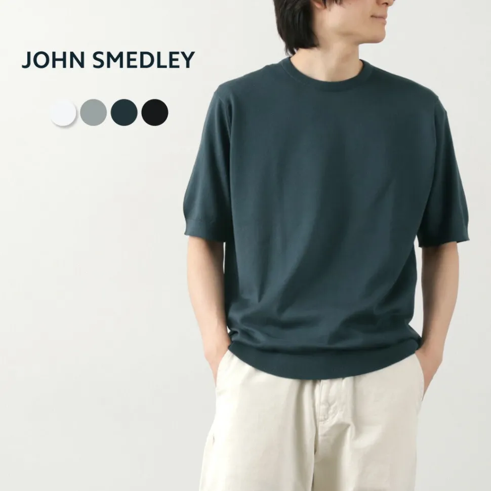 JOHN SMEDLEY / Sea Island Cotton 30 Gauge Crew Neck Knit