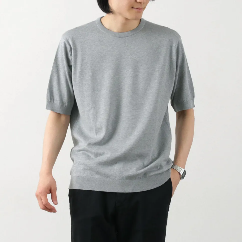 JOHN SMEDLEY / Sea Island Cotton 30 Gauge Crew Neck Knit