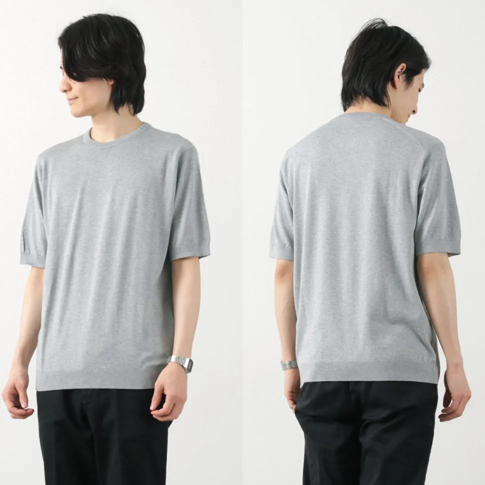 JOHN SMEDLEY / Sea Island Cotton 30 Gauge Crew Neck Knit