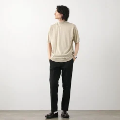 JOHN SMEDLEY / Sea Island Cotton 30 Gauge Mock Neck Knit