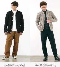 KERRY WOOLLEN MILLS / 5 Gauge 3 Ply Aran Cable Collarless Cardigan