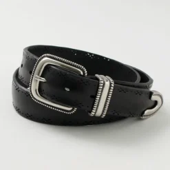 ORCIANI / Bull Soft punched leather belt with metal tip