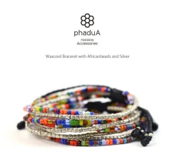 PHADUA / 2 Strands Wax Cord (African Beads) Bracelet