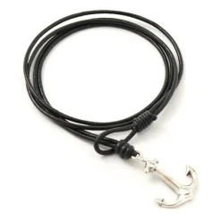 PHADUA / Anchor Leather Wrap Bracelet / Silver