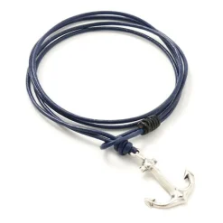 PHADUA / Anchor Leather Wrap Bracelet / Silver