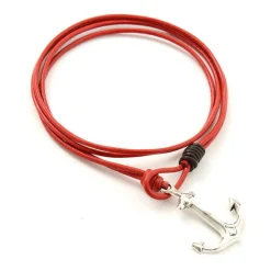 PHADUA / Anchor Leather Wrap Bracelet / Silver