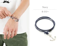 PHADUA / Anchor Leather Wrap Bracelet / Silver