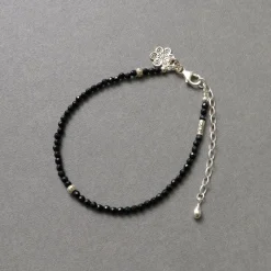 PHADUA / Black onyx (3mm) cut bead anklet adjuster