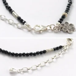 PHADUA / Black onyx (3mm) cut bead anklet adjuster