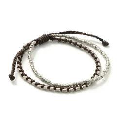 PHADUA / Double strand bracelet with silver waxed cord