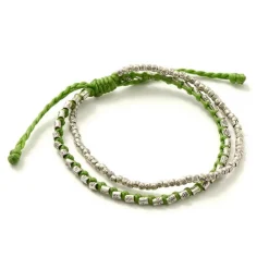 PHADUA / Double strand bracelet with silver waxed cord