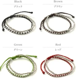 PHADUA / Double strand bracelet with silver waxed cord