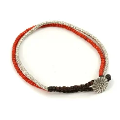 PHADUA / Karen Silver Beads White Heart Double Cord Bracelet
