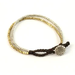 PHADUA / Karen Silver Beads Brass Double Cord Bracelet