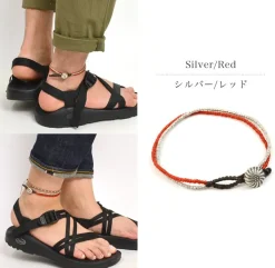 PHADUA / Karen Silver Beads White Heart Double Cord Anklet