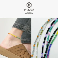 PHADUA / Multicolor glass bead anklet