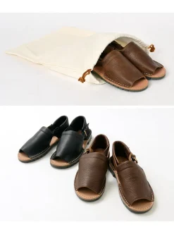 PHADUA / Open Toe Side Strap Leather Shoes