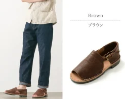 PHADUA / Open Toe Side Strap Leather Shoes