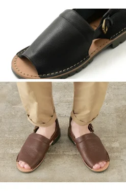 PHADUA / Open Toe Side Strap Leather Shoes