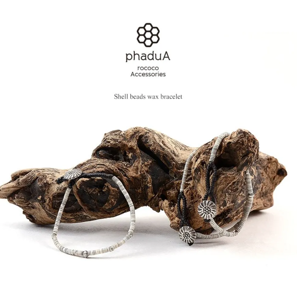 PHADUA / Shell Beads / Wax Cord Bracelet