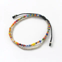 PHADUA / 2-strand waxed cord African bead anklet