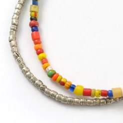 PHADUA / 2-strand waxed cord African bead anklet