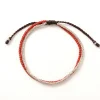 PHADUA / Two strands waxed cord anklet (white heart/silver)