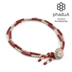 PHADUA / Two-strand anklet with waxed cord and silver concho