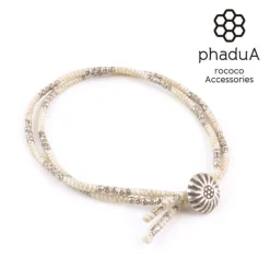 PHADUA / Two-strand anklet with waxed cord and silver concho