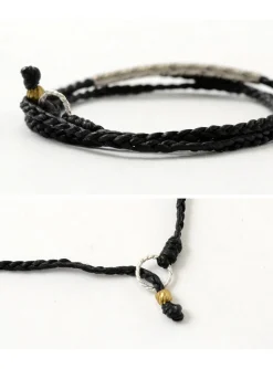 PHADUA / Wax Cord Karen Silver Tube Anklet / Bracelet / Necklace