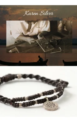 PHADUA / Wax Cord Silver Double-Strand Top Bracelet