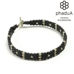PHADUA / Wax Cord Silver Triple-Strand Bracelet