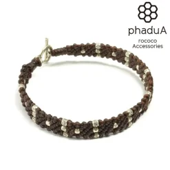 PHADUA / Wax Cord Silver Triple-Strand Bracelet