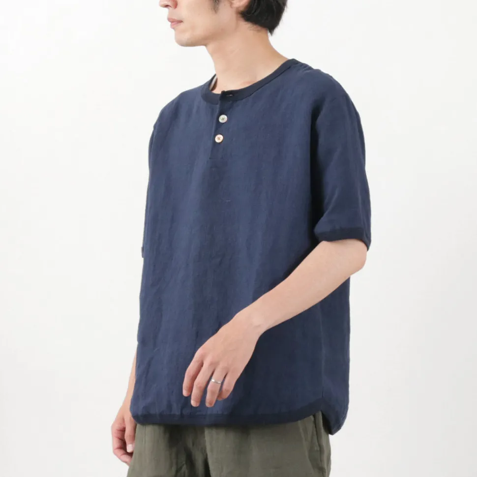 RE MADE IN TOKYO JAPAN / French Linen Henley Neck T-Shirt