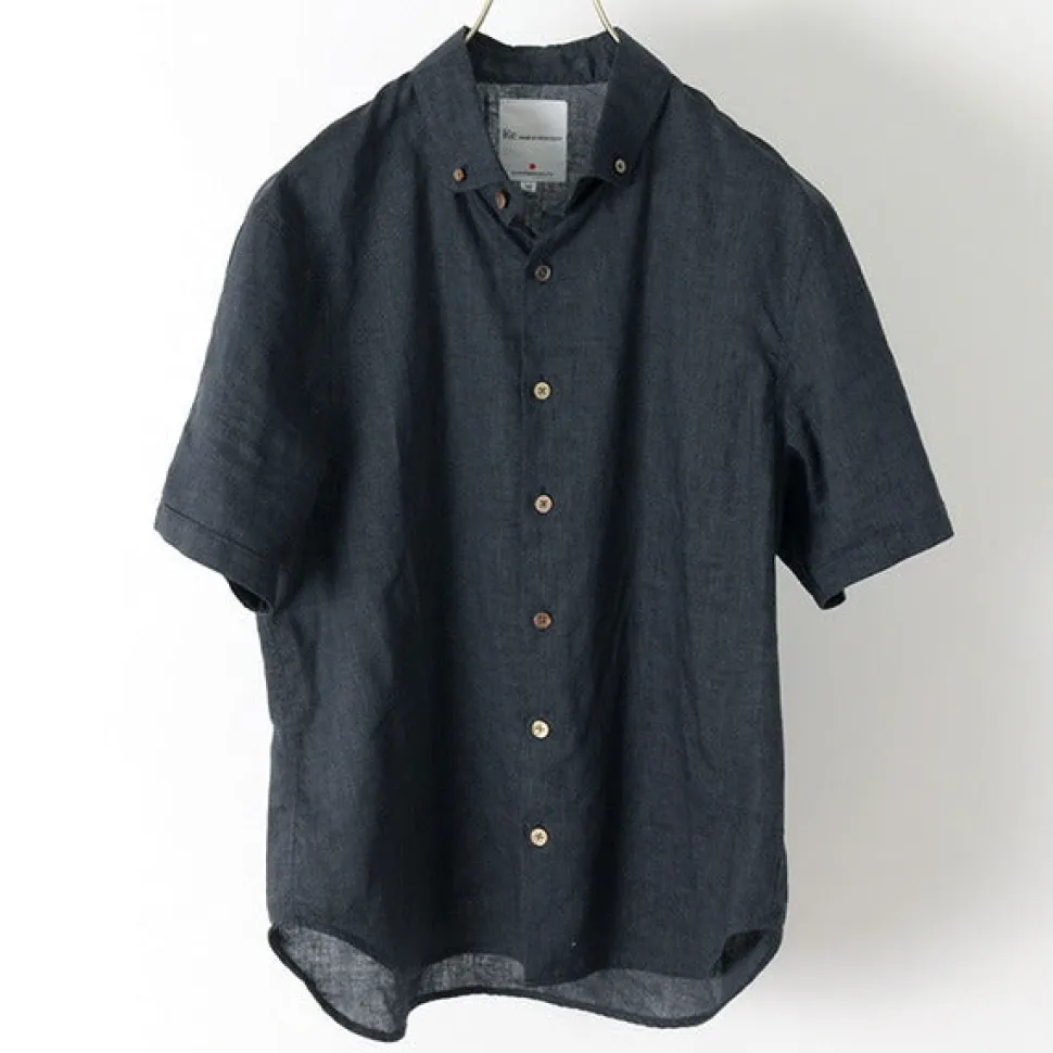RE MADE IN TOKYO JAPAN / Linen Canvas Button Down Shirt / Short Sleeve