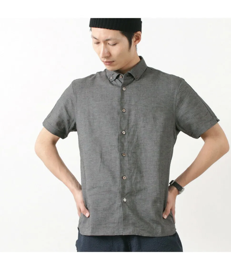 RE MADE IN TOKYO JAPAN / Linen Canvas Button Down Shirt / Short Sleeve
