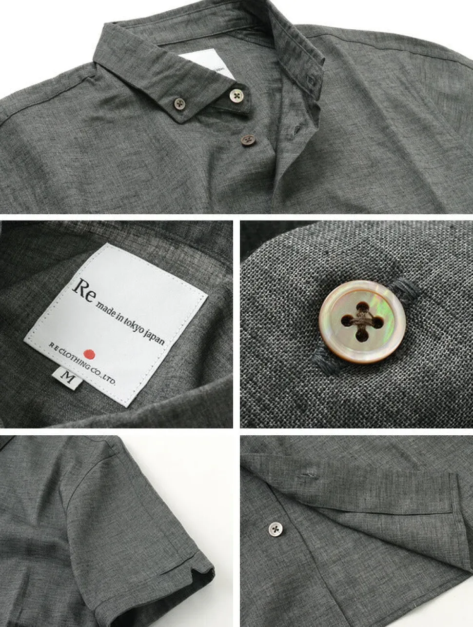 RE MADE IN TOKYO JAPAN / Linen Canvas Button Down Shirt / Short Sleeve