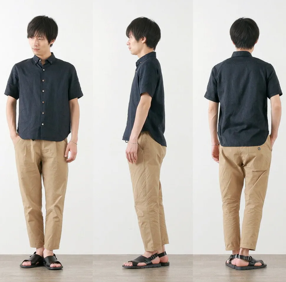 RE MADE IN TOKYO JAPAN / Linen Canvas Button Down Shirt / Short Sleeve