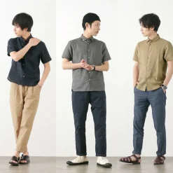 RE MADE IN TOKYO JAPAN / Linen Canvas Button Down Shirt / Short Sleeve