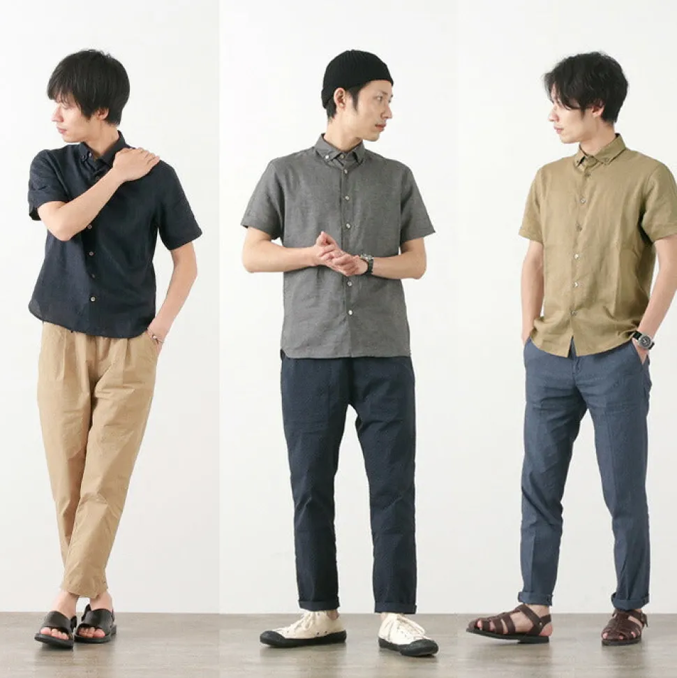 RE MADE IN TOKYO JAPAN / Linen Canvas Button Down Shirt / Short Sleeve