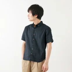 RE MADE IN TOKYO JAPAN / Linen Canvas Button Down Shirt / Short Sleeve