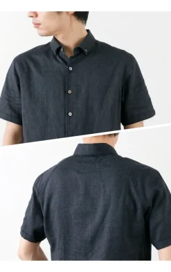 RE MADE IN TOKYO JAPAN / Linen Canvas Button Down Shirt / Short Sleeve