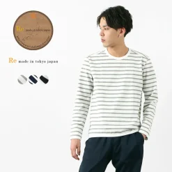 RE MADE IN TOKYO JAPAN / Perfect Inner Giza Cotton Striped Crew Neck L/S T-Shirt