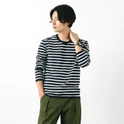 RE MADE IN TOKYO JAPAN / Perfect Inner Giza Cotton Striped Crew Neck L/S T-Shirt